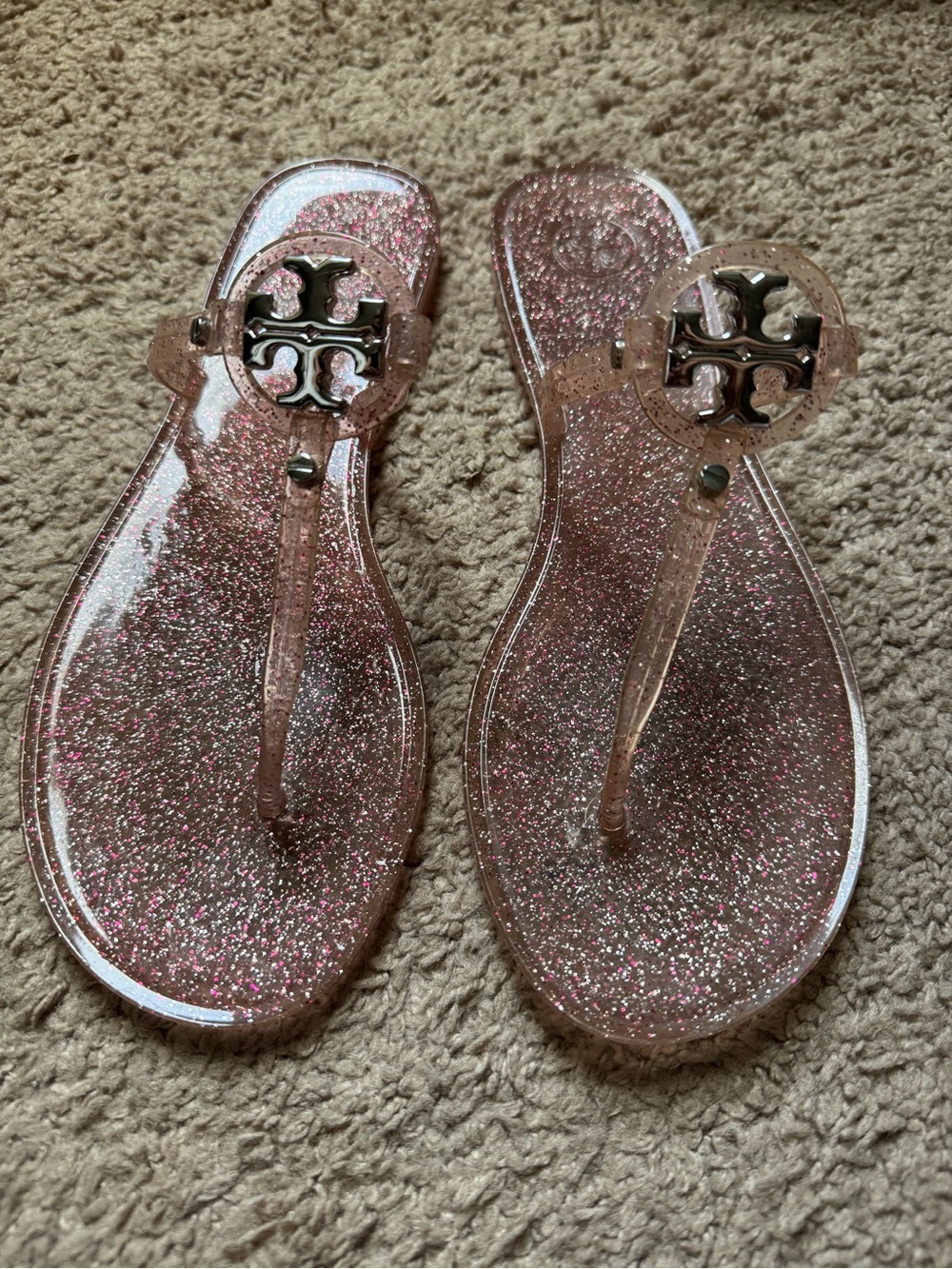 Tory Burch Glitter Pink Jelly Sandals size 8